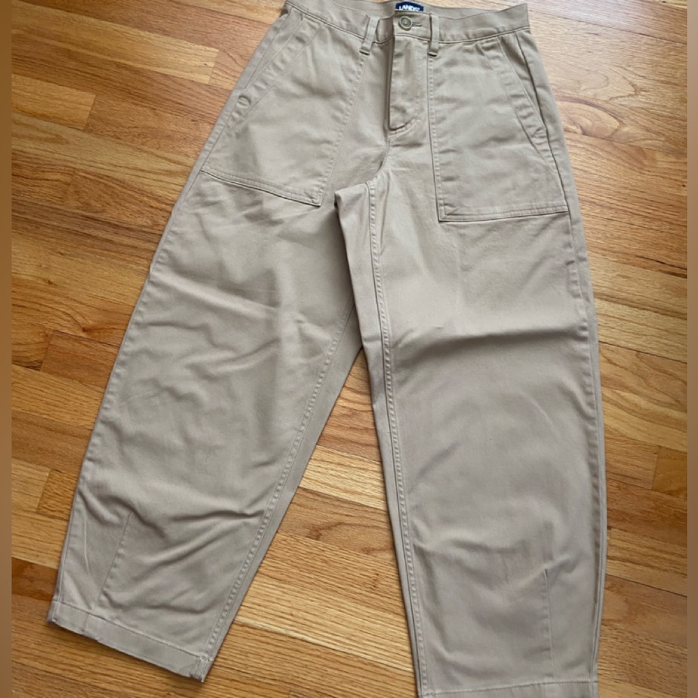 LAND'S END Women's Chino High Rise Barrel Leg Ankle Pants - Picture 5 of 15